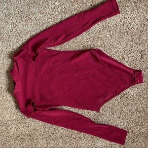 maroon mock neck bodysuit